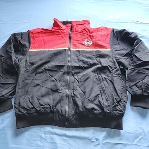 VTG CocaCola MEN'S FLEECE LUNED BOMBER JACKET BLACK/RED SIZE XLARGE IS USED